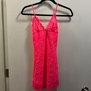Victorias Secret Pink Florescent pink sheer lace lingerie “The Lacie”  size S/P